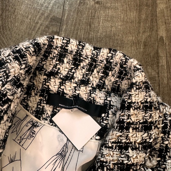 WHBM® Tweed Houndstooth Buttoned Studio Blazer Size S/XS - Picture 14 of 14